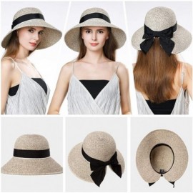 Sun Hats Removable Protective Hat UPF50 Summer Sun Hat for Women Beach Wide Brim Straw Fedora Floppy Panama String - C718SQ0L...