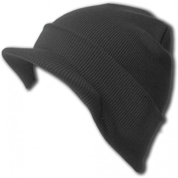 Skullies & Beanies Cuff Beanie Visor Skull Cap Hat Beanie - Dark Grey - CY11C03WYWT $7.11