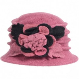 Bucket Hats Women's Wool Dress Church Cloche Hat Bucket Winter Floral Hat - Inki Pink - CV12LZUGGXF $12.15