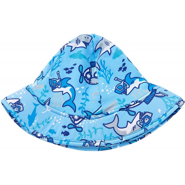 Sun Hats Baby Girls UV Sun Cap UPF 50+ Sun Protection Bucket Hat 3-6Y - Blueshark09 - CZ18A8IG2OT $13.46