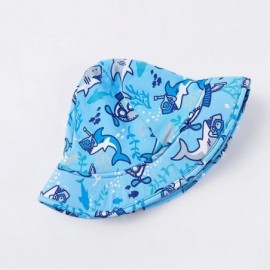 Sun Hats Baby Girls UV Sun Cap UPF 50+ Sun Protection Bucket Hat 3-6Y - Blueshark09 - CZ18A8IG2OT $13.46