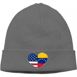 Skullies & Beanies Unisex Venezuela USA Flag Heart Soft Beanie Hat - Deep Heather - CE18TK5MGE9 $12.97