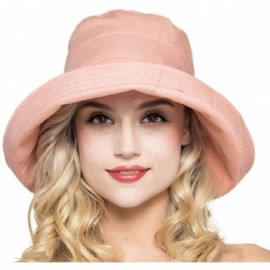 Sun Hats Women Wide Brim Bow Beach Reversible UV Sun Protection Packable Bucket Hat - Pink - CS18H5XW8AE $18.87