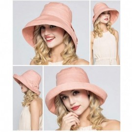 Sun Hats Women Wide Brim Bow Beach Reversible UV Sun Protection Packable Bucket Hat - Pink - CS18H5XW8AE $18.87