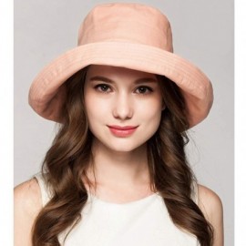 Sun Hats Women Wide Brim Bow Beach Reversible UV Sun Protection Packable Bucket Hat - Pink - CS18H5XW8AE $18.87