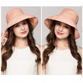 Sun Hats Women Wide Brim Bow Beach Reversible UV Sun Protection Packable Bucket Hat - Pink - CS18H5XW8AE $18.87