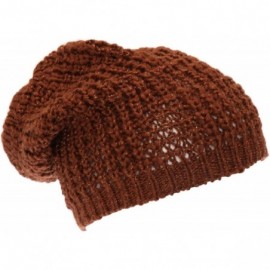 Skullies & Beanies Ladies/Womens Heavy Knit Slouch Beanie Hat - Plum - CA1156MVKV7 $10.53