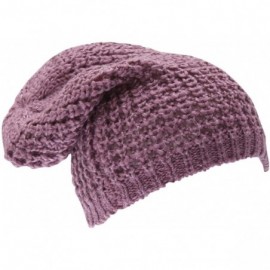 Skullies & Beanies Ladies/Womens Heavy Knit Slouch Beanie Hat - Plum - CA1156MVKV7 $10.53