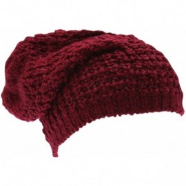 Skullies & Beanies Ladies/Womens Heavy Knit Slouch Beanie Hat - Plum - CA1156MVKV7 $10.53