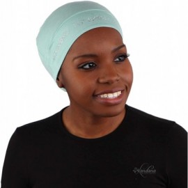 Skullies & Beanies Womens Soft Sleep Cap Comfy Cancer Hat with Rhinestone Swirly Chain Applique - Mint - C0189STLQZD $22.93