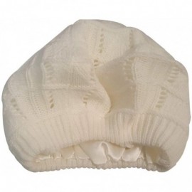 Berets Satin Lined Knit Beret Hat - Cream - C112NTK48HD $12.57