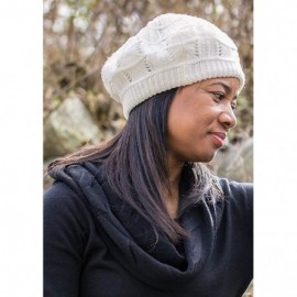 Berets Satin Lined Knit Beret Hat - Cream - C112NTK48HD $12.57