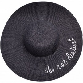 Sun Hats Womens Embroidery Large Brim Floppy Foldable Summer Sun Hat Straw Beach Hat - Black - CX1899N4XIG $12.88