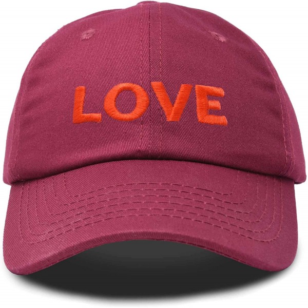 Baseball Caps Custom Embroidered Hats Dad Caps Love Stitched Logo Hat - Maroon - CH18M7XZT3A $10.23