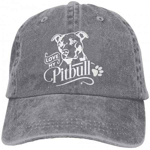 Baseball Caps Men Women Adjustable Denim Fabric Baseball Caps Love My Pitbull Snapback Cap - Ash - CH18INM6CL3 $10.94