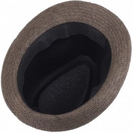 Sun Hats Women Fedora Trilby Beach Sun Pp Braid Straw Panama Hat - Brown - CI11JXSHFIR $15.18