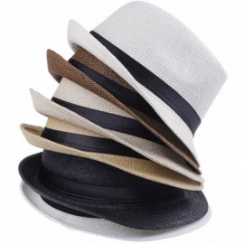 Sun Hats Women Fedora Trilby Beach Sun Pp Braid Straw Panama Hat - Brown - CI11JXSHFIR $15.18