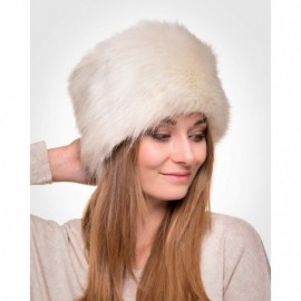 Bomber Hats Russian Faux Fur Hat for Women - Like Real Fur - Comfy Cossack Style - Ecru Rabbit - C111G3LW0Y1 $21.88