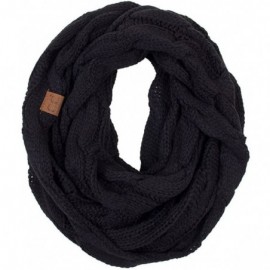 Skullies & Beanies 3pc Set Trendy Warm Chunky Soft Stretch Cable Knit Pom Pom Beanie- Scarves and Gloves Set - Black - CH18H7...