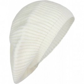 Berets Cute Boho Cable Ribbed Knit Slouch Beret Cap- Chic Slouchy Beanie Winter Hat - Ivory - C1186I9733L $16.46