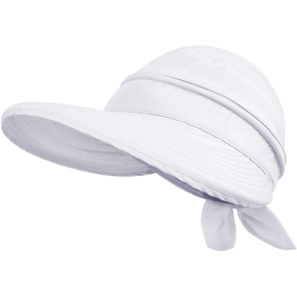 Sun Hats Hats for Women UPF 50+ UV Sun Protective Convertible Beach Visor Hat - White - CF11DMLT7I7 $17.05