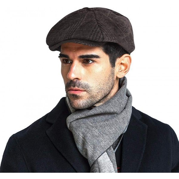 Newsboy Caps Men's Classic Leisure Ivy Caps Flat Caps Winter Windproof Baker Newsboy Caps - Coffee - CJ18Z5I75E6 $9.56