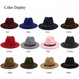 Fedoras Men Women Ethnic Felt Fedora Hat Wide Brim Panama Hats with Band - Yellow - CT18R9U89I4 $17.84
