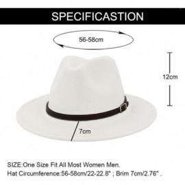 Fedoras Men & Women Panama Hat Classic Wide Brim Fedora Hat with Belt Buckle - A-white - C918SA7WSAL $13.58