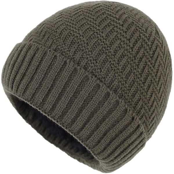 Skullies & Beanies Daily Beanie Hat for Men Warm Winter Hats Thick Knit Cuff Beanie Cap - Army Green - C7192QX3COZ $9.43