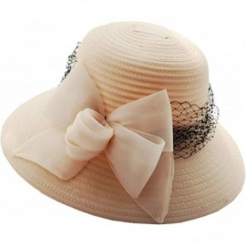 Sun Hats Women's Derby Cloche Hat Organza Church Wedding - Apricot/Black - CG18QST3QSQ $40.78