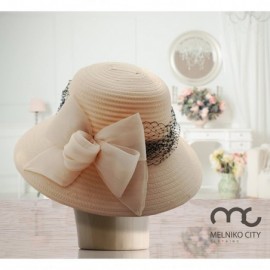 Sun Hats Women's Derby Cloche Hat Organza Church Wedding - Apricot/Black - CG18QST3QSQ $40.78