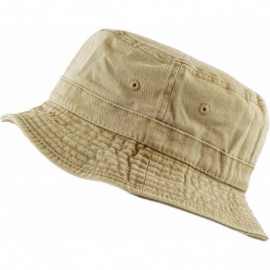 Bucket Hats 100% Cotton Canvas & Pigment Dyed Packable Summer Travel Bucket Hat - 2. Pigment - Khaki - CD196EI36DS $22.77