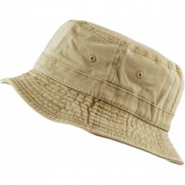 Bucket Hats 100% Cotton Canvas & Pigment Dyed Packable Summer Travel Bucket Hat - 2. Pigment - Khaki - CD196EI36DS $8.65