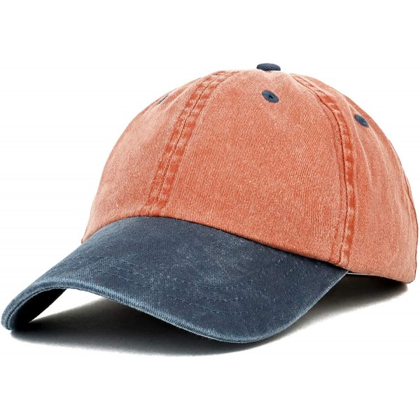 Baseball Caps Low Profile Unstructured Pigment Dyed Two Tone Baseball Cap - Orange Navy - CS18KQI3MYS $14.53