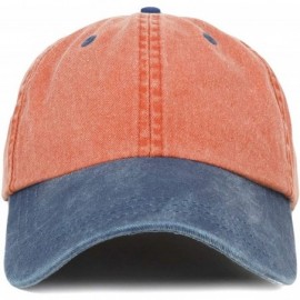 Baseball Caps Low Profile Unstructured Pigment Dyed Two Tone Baseball Cap - Orange Navy - CS18KQI3MYS $14.53