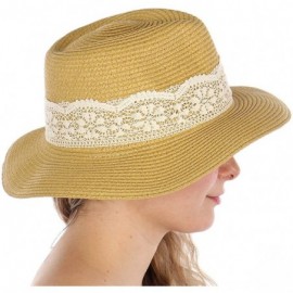 Sun Hats Beach Sun Hats for Women Large Sized Paper Straw Wide Brim Summer Panama Fedora - Sun Protection - CH18RE3WIXR $11.45