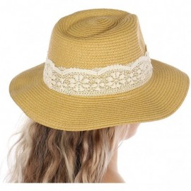 Sun Hats Beach Sun Hats for Women Large Sized Paper Straw Wide Brim Summer Panama Fedora - Sun Protection - CH18RE3WIXR $11.45