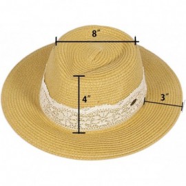 Sun Hats Beach Sun Hats for Women Large Sized Paper Straw Wide Brim Summer Panama Fedora - Sun Protection - CH18RE3WIXR $11.45