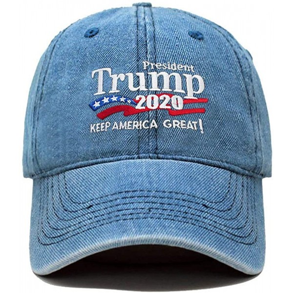 Baseball Caps Trump 2020 Keep America Great Campaign Embroidered US Hat Baseball Cotton Cap - Pc103 Light Denim - CK18Q7Z9E8L...