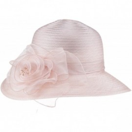 Sun Hats 1920s Womens Summer Organza Kentucky Derby Dress Bowler Sun Hat Derby Tea Party - Beige - CN188N58RZS $10.69