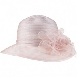 Sun Hats 1920s Womens Summer Organza Kentucky Derby Dress Bowler Sun Hat Derby Tea Party - Beige - CN188N58RZS $10.69
