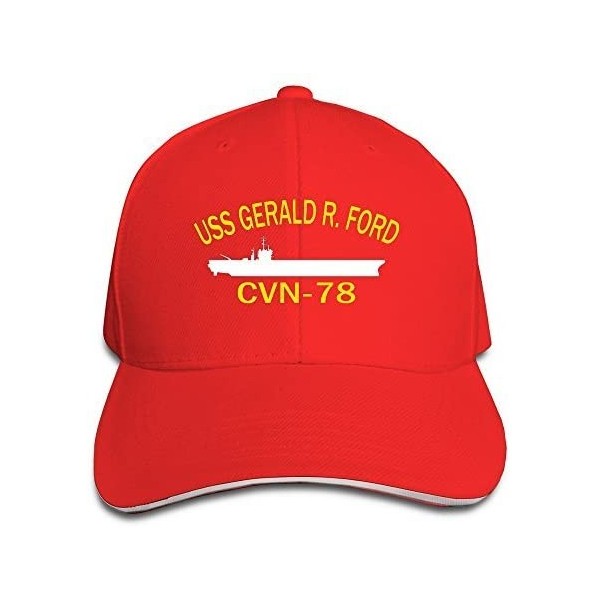 Skullies & Beanies USS Gerald R Ford CVN-78 Baseball Caps - Red - CF12FUIYBL7 $8.05