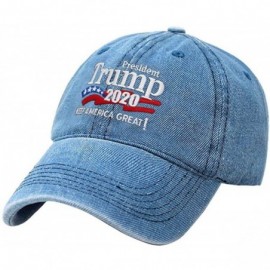 Baseball Caps Trump 2020 Keep America Great Campaign Embroidered US Hat Baseball Cotton Cap - Pc103 Light Denim - CK18Q7Z9E8L...