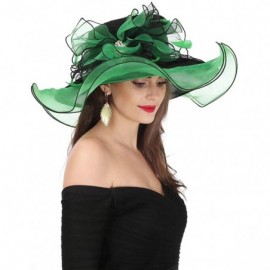 Sun Hats Women Kentucky Derby Church Cap Wide Brim Summer Sun Hat for Party Wedding - Bowknot-black/Green - C91803RISG6 $20.97