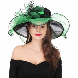 Sun Hats Women Kentucky Derby Church Cap Wide Brim Summer Sun Hat for Party Wedding - Bowknot-black/Green - C91803RISG6 $20.97