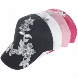 Bucket Hats Lady Cotton Campagne Bling Flower Pattern Adjustable Baseball Cap - White - CR189XQRSCW $9.48