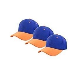 Baseball Caps Plain Baseball Cap Adjustable Back Strap 3 PC - Royal Orange - CF18S8YN7U2 $11.77