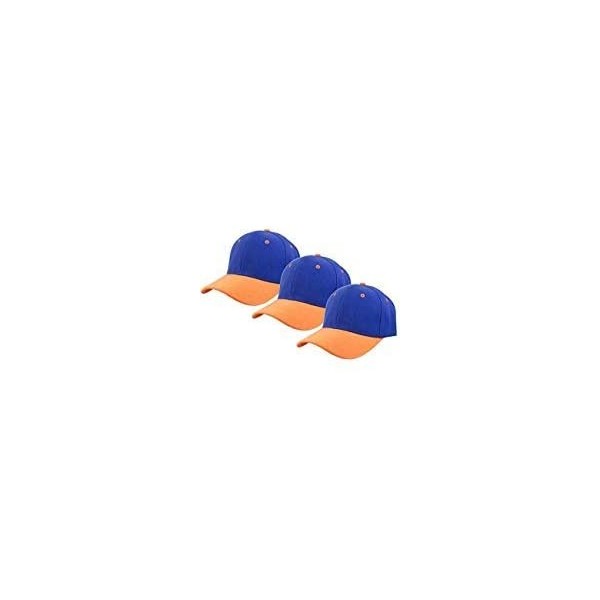 Baseball Caps Plain Baseball Cap Adjustable Back Strap 3 PC - Royal Orange - CF18S8YN7U2 $11.77