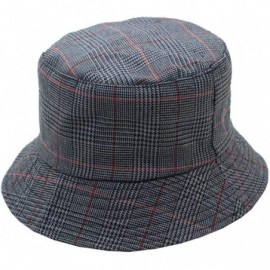 Bucket Hats Women Plaid-Fisherman-Bucket Hats Reversible Packable Japanese Style - Grey - CA18NI3KDC7 $9.52