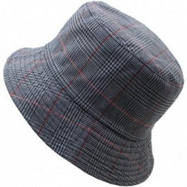 Bucket Hats Women Plaid-Fisherman-Bucket Hats Reversible Packable Japanese Style - Grey - CA18NI3KDC7 $9.52